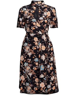Rumour London Akiko Kimono-Style Silk Wrap Dress With Oriental Print - Black