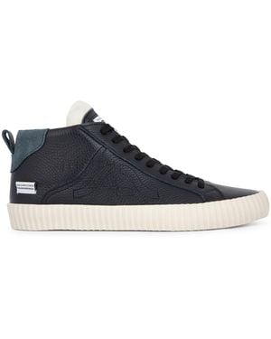 Springa | Unique Vulcanized Sneakers Italian Handmade Wavy Leather High Top Trainers - Blue
