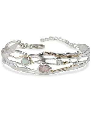 Isla Silver Faceted Rose Quartz & Opal Adjustable Bracelet - Metallic