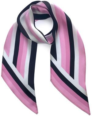 INGMARSON Henley Silk Stripe Neck Scarf Pink - Purple