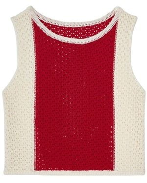 Thisisu Collection Nerina Colourblock Beachwear Knit Crop Top - Red