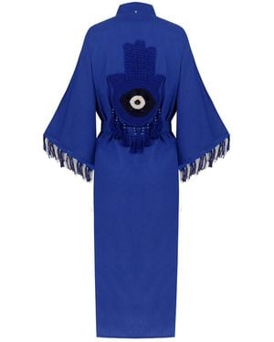 N'Onat Hamsa Hand Organic Cotton Kaftan - Blue