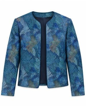 Stovaria Peacock Pure Silk Statement Jacket - Blue