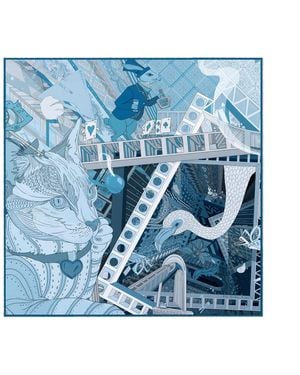 Pig, Chicken & Cow Alice Pocket Square - Blue