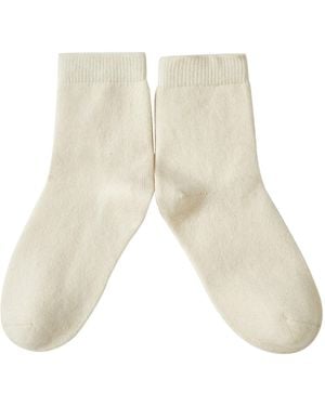 Soft Strokes Silk Wool Quarter-Length Socks Set Of Two - Natural
