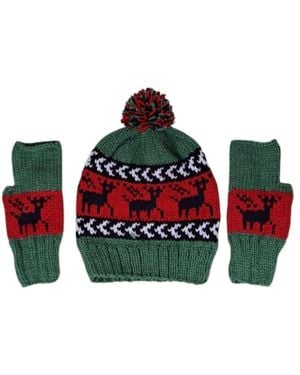 Springmoonatelier Handmade New Year Wool Hat And Glove Set - Red