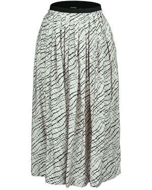 Smart and Joy Neutrals Flared Skirt With Graphic Print And Elastic Waistband - Grey
