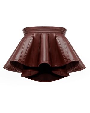 Kargede Designer Leather Crop Top - Brown