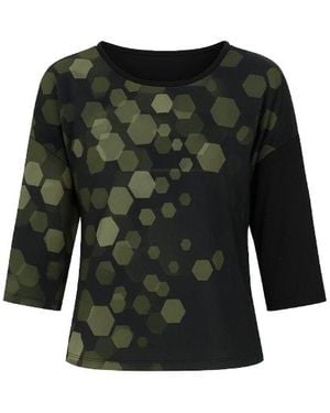Conquista Sheer Back Print Crop Top - Green