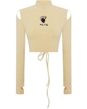 Pcfg Neutrals Long Sleeve Crop Top - Natural