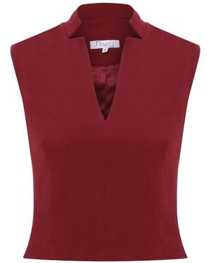 Maan Istanbul High Neck Burgundy Blouse - Red
