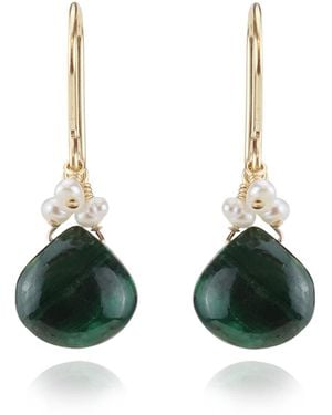 MOUNIR LONDON Malachite And Pearl Drop Earrings - Green