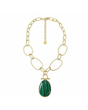 Rare Matters Jewelry Luxe Malachite Pendant Necklace - Metallic