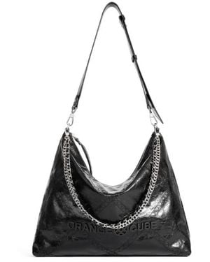 Orange Cube Metropolitan Crossbody Bag - Black