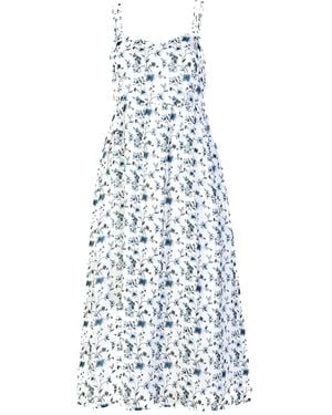 REISTOR Strappy Gathered Floral Midi Crepe Dress - Blue
