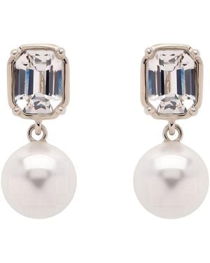 Emma Holland Jewellery Platinum Crystal & Pearl Earrings - Metallic
