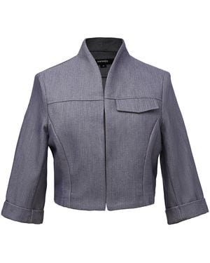 Smart and Joy Minimalist Crop Jacket - Blue