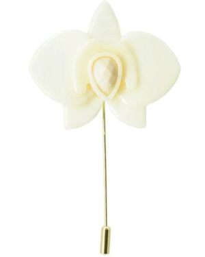 Gissa Bicalho Neutrals Handmade Acrylic Brooch Pin Orchid Cream - White