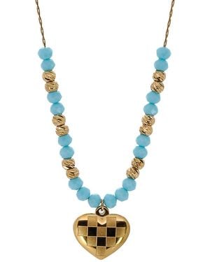 Ebru Jewelry Love Heart Beaded Necklace - Metallic
