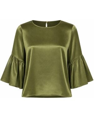 Traffic People Smooth Operator Trumpet Sleeve Truce Top - Green