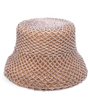 Shaded the Label Neutrals Thistlecombe Pebble & Natural Straw Bucket Hat - Brown