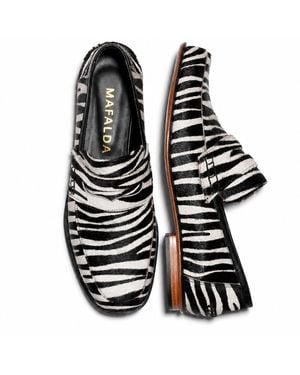 Mafalda Neutrals Diana Zebra Pony Loafers - Black