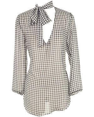 Jennafer Grace Mod Tie Front Blouse - Grey