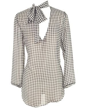 Jennafer Grace Mod Tie Front Blouse - Grey