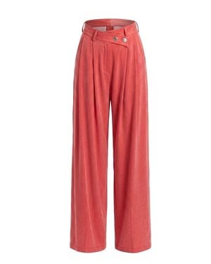 Mirimalist Loose Coral Maxi Trousers - Red