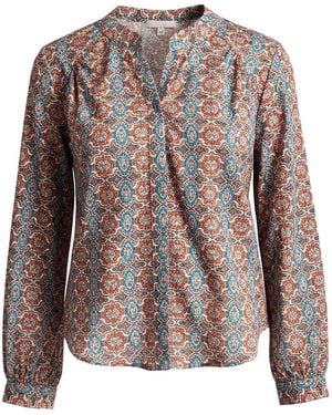 VAAI Geometric Print Cotton Shirt - Brown
