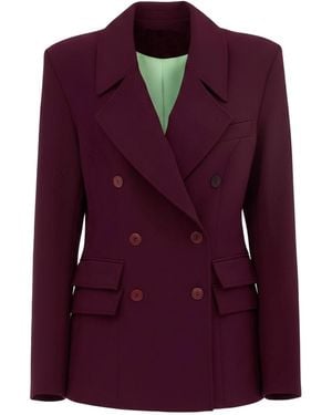 Julia Allert Classic Tailored Double-Breasted Blazer – Wine - Purple