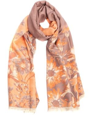 Saachi Reversible Floral Oversized Scarf - Orange