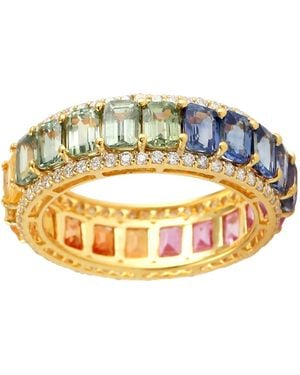 Artisan Multi Color Sapphire & Diamond Eternity Band Ring - Metallic