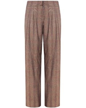 Mandragora Straight Checked Pants Gante - Brown