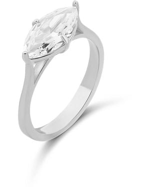SHYMI Sideways Marquis Shape Cocktail Ring - White