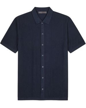 Paul James Knitwear Organic Cotton Dante Linen Patterned Shirt - Blue