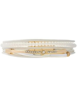 Saachi Leather Golden Arrow Bracelet - White