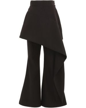 Julia Allert Asymmetric Overlay Flared Pants - Black