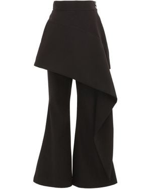 Julia Allert Asymmetric Overlay Flared Pants - Black