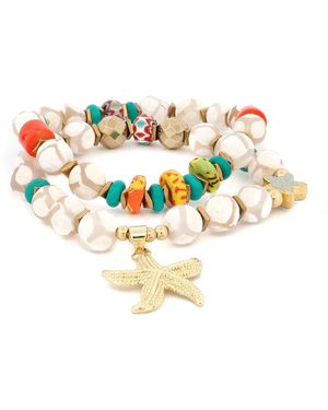 Ebru Jewelry Summer Beach Starfish Agate Bracelet Set - Metallic