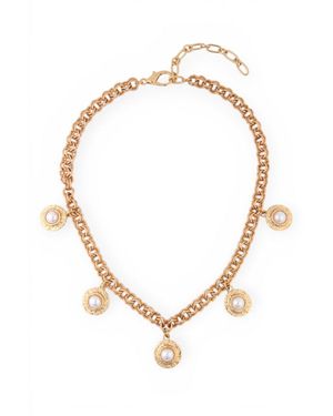 Saachi Framed Pearl Charm Necklace - Metallic