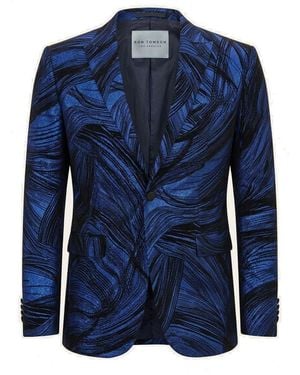 Ron Tomson Cascading Peak Lapel Tuxedo Jacket - Blue