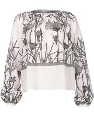 Ginta Neutrals Floral-Print Cotton Top - White