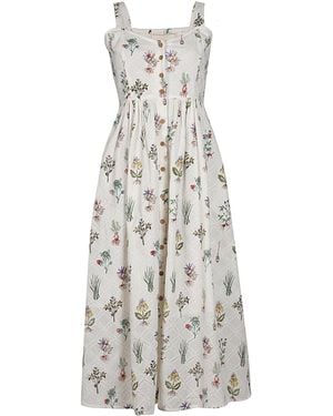 Em & Shi Healing Herbs Button Down Dress - White
