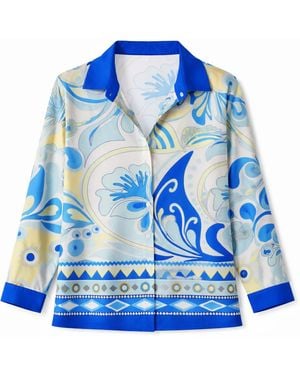 LOVEIST STORE Trya Printed Long Sleeve Shirt - Blue