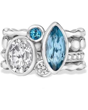 Dower & Hall Serenity Twinkle Rings Stack - Blue