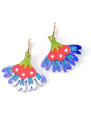 By Chavelli Cosmos Flower Earrings - Blue