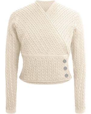 Roch Perel Neutrals Cream Embellished Cable Wrap - Natural