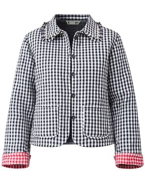 Yumi' Gingham Frill Collar Jacket - Black