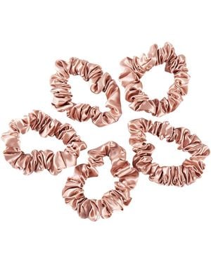 Soft Strokes Silk Pure Mulberry Silk Mini Scrunchie Set Of Five - Pink